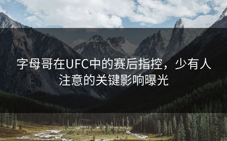 字母哥在UFC中的赛后指控，少有人注意的关键影响曝光